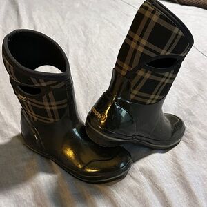 Bogs Black and Brown Plaid Women's Winter Rain Boots